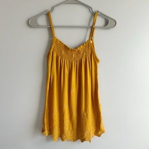 Rewind Mustard Yellow Embroidered Tank Top